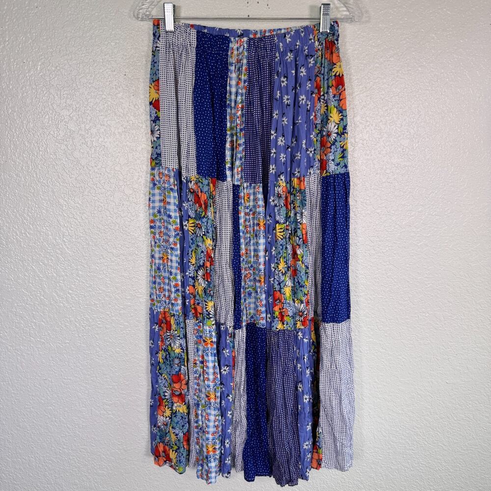 Vintage Lucia Lukken Broomskirt Skirt Womens Medium Mix Patchwork Floral Boho M